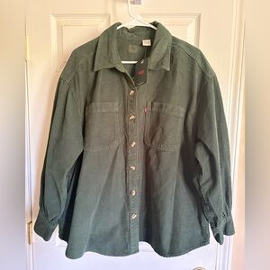 NEW Levis Womens XXL Orion Corduroy Green Button Up Relaxed Long Sleeve Shirt